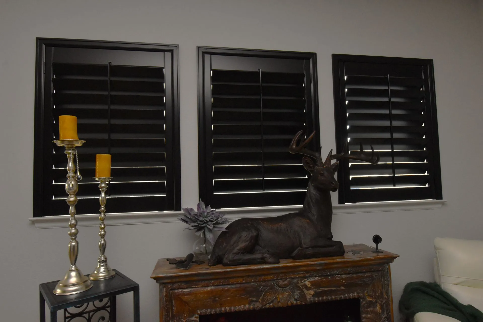 Black window shutters