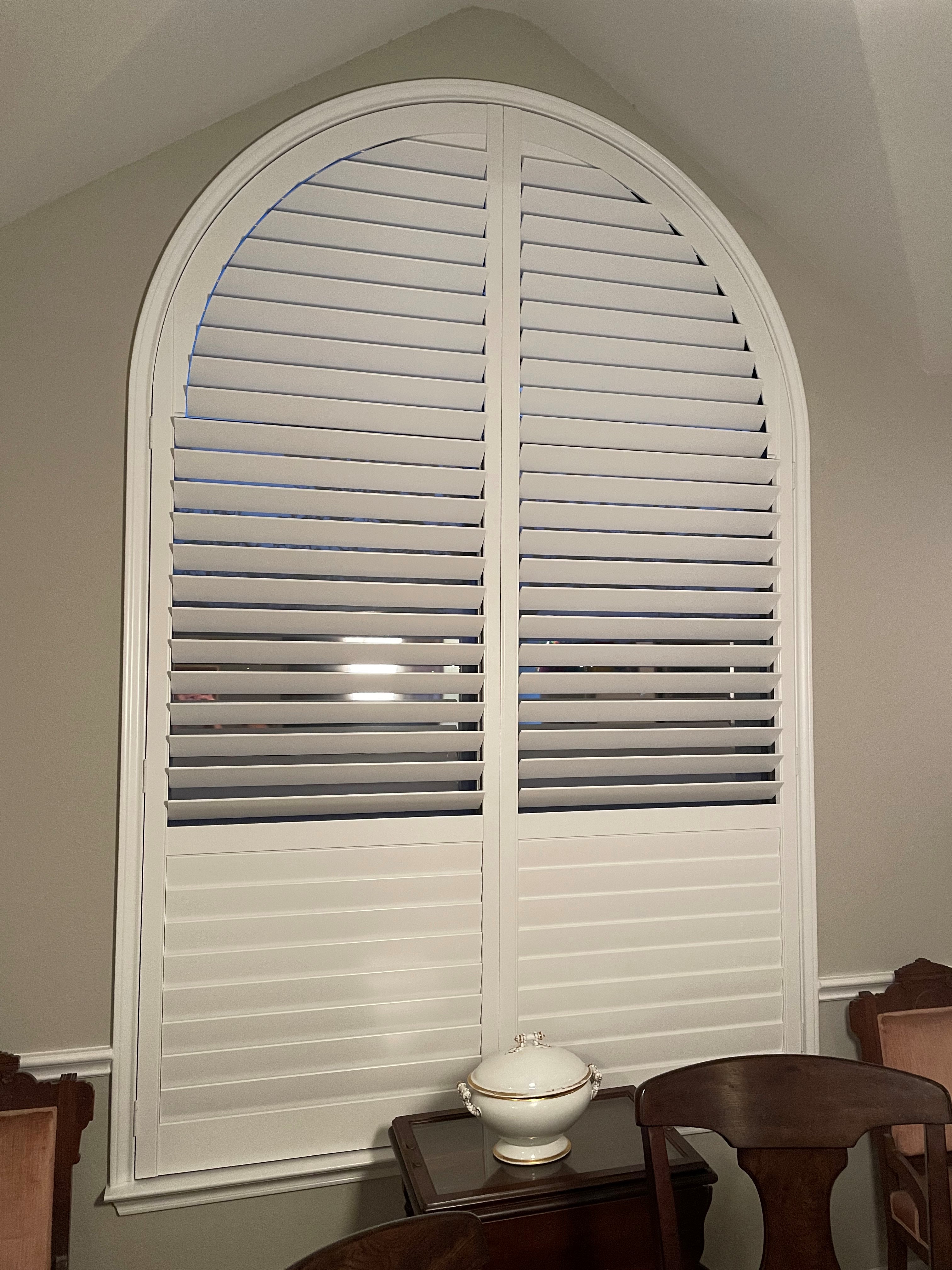 Custom large window wood shutters