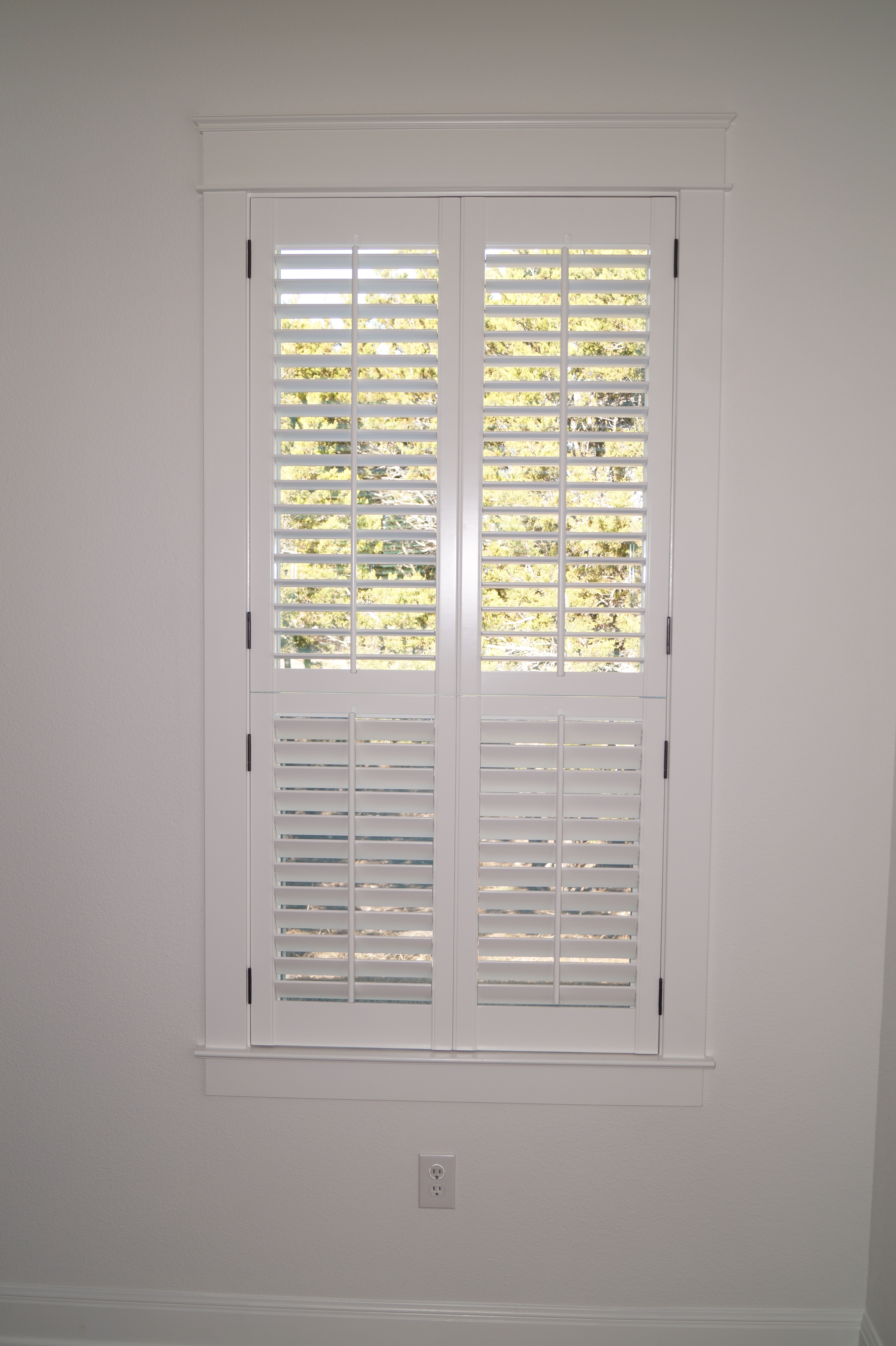 Split rail shutters closed