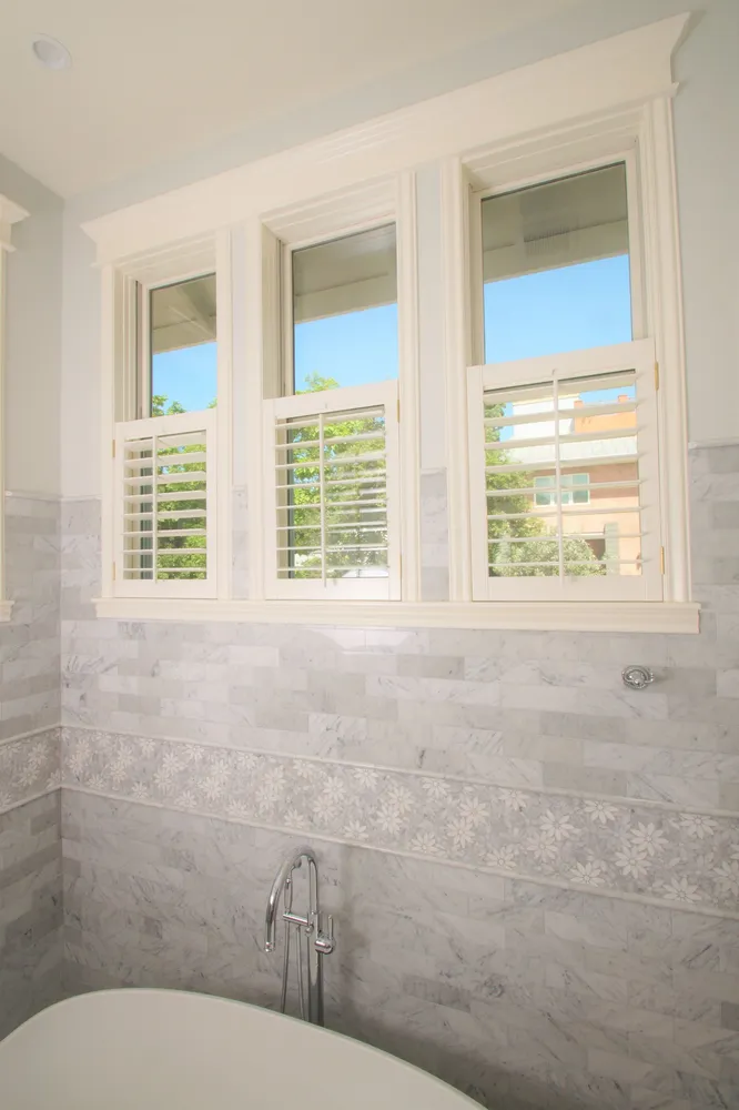 Cafe style plantation shutters